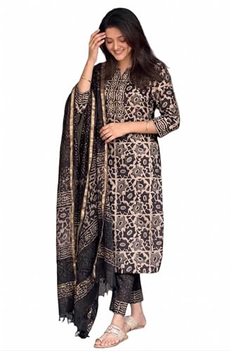 Image of KLOSIA Women's Printed Straight Kurta and Pant with Dupatta Set