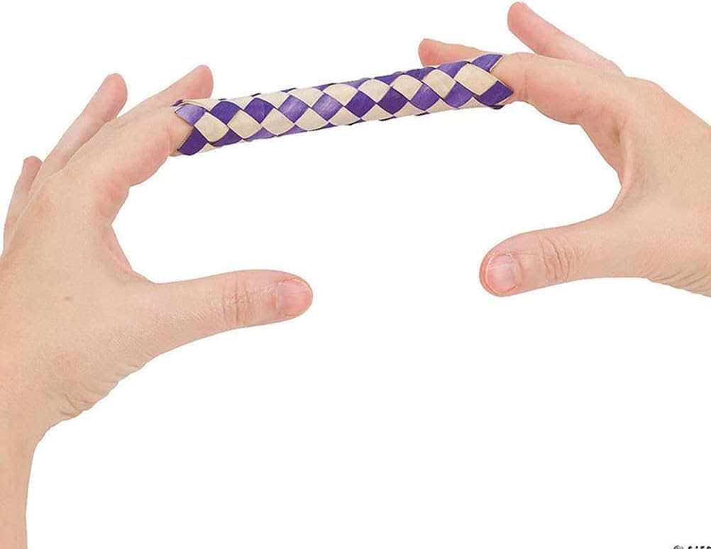 12Pcs Blue, Green and Red Classic Finger Traps Chinese Finger Trap Bamboo Chinese Bamboo Toys Birds Foraging Toy PET Bird Chew Toy Classic Party Toys for Adults Finger Puppets, Chinese Finger Trap 3