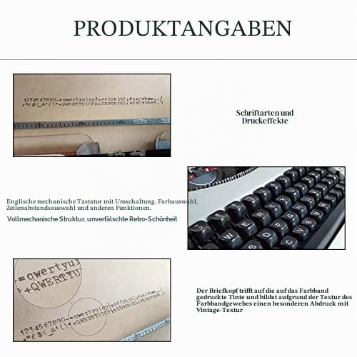 Manuelle Schreibmaschine für Zuhause/Büro/Schreibtisch – Vintage mechanische Schreibmaschine für Schriftsteller, Retro altmodische tragbare Schreibmaschinen