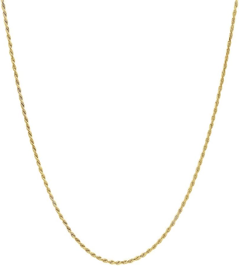 Verona Jewelers10K Gold 1.5MM Diamond Cut Rope Chain Necklace For Men and Women- Braided Twist Chain Necklace, 10K Gold Necklace, 10 Karat Gold Chain, Sizes 16-30