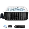 LILYPELLE 4-6 Person Inflatable Hot Tub, Square Portable Hot Tub with 130 Bubble Jets, Large Outdoor Spa Bathtub Set with Heater Pump, Filter and Insulated Cover, 73" X 73" X 25"