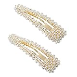 BlingKingdom 2pcs 3.3" Snap Pearl Large Hair Clips Pins Barrette Ties Hair for Bridesmaid Girls Women Childrens Gifts Party Wedding Daily Styling