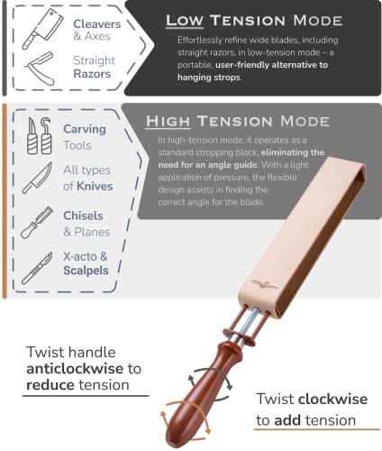 Arhey Adjustable Italian Leather Strop - Razor And Knives Stropping Kit - 2 Sided Block Paddle Strop Set Sharpener Strap - Straight Razor Strop Barber Shave Strop Honing Belt For Knive Sharpening #TOP3