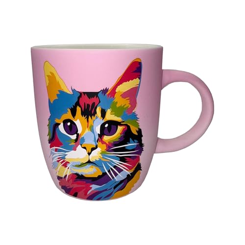 Taza de cerámica rosa para amantes de gatos 18 oz miniatura 1