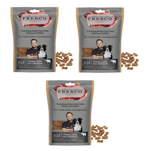 Fresco Martin Rütter Trainingsknöchelchen Wasserbüffel | 3er Pack | 3 x 150 g | Ergänzungsfuttermittel für Hunde | Natürlicher Monoproteinsnack aus reinem Wasserbüffelfleisch