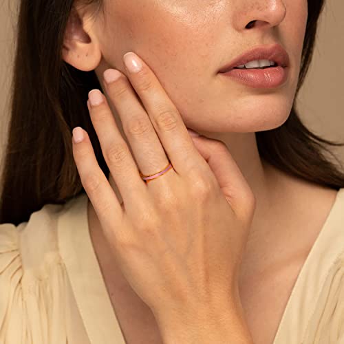 Wes Stakable Ring For Women, 14K Gold Plated Enamel Eternity Stacking Band Ring 925 Sterling Silver Jewelry Gift For Girls Wife Birthday #TOP3