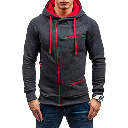 DGHM-JLMY Men's Diagonal Zipper Jacquard Fleece Hoodie Cardigan Jackets Fuzzy Hooded Comfortable Winter Slim Soft Hoodie2