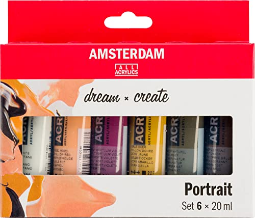 Amsterdam Royal Talens Standard Series Acrylic Color, 20ml Tubes, Set of 6 Portrait Colors (17820502)
