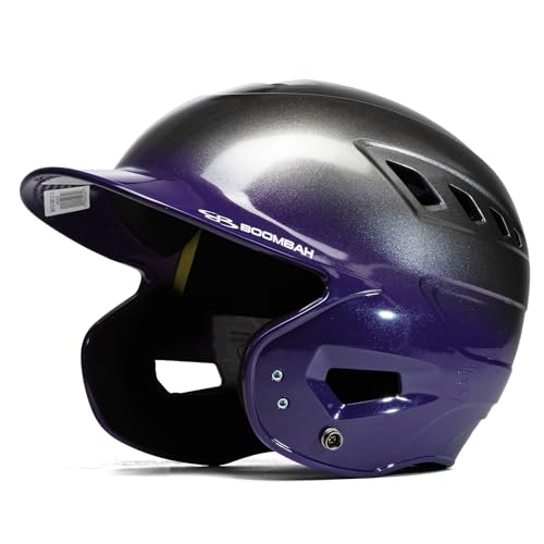 Boombah DEFCON Metallic Gloss Fade Batting Helmet NOSCAE Metallic Charcoal/Metallic Purple - Size Junior 6 1/4" - 7"