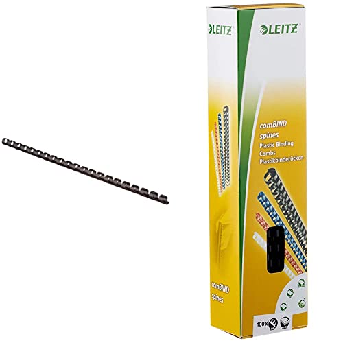 Leitz 35042 Plastikbinderücken, A4, Kunststoff, 10 mm, 65 Blatt, 100 Stück, schwarz & 35041 Plastikbinderücken, A4, Kunststoff, 8 mm, 45 Blatt, 100 Stück, schwarz
