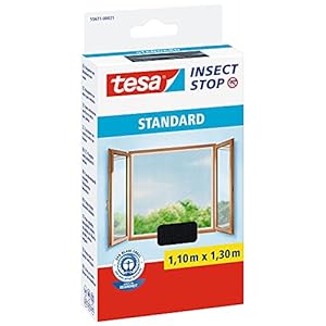 tesa Insect Stop Zanzariere Attacca & Stacca STANDARD per Finestre – Zanzariera Adesiva – Rete per Zanzariera Regolabile a Piacere – Antracite, 110 cm x 130 cm