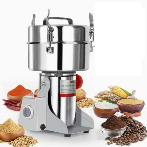 2500g Electric Grain Grinder Commercial Swing Type Dry Mill Machine, Stainless Steel 4000W High Speed Pulverizer for Coffee Spice Grind