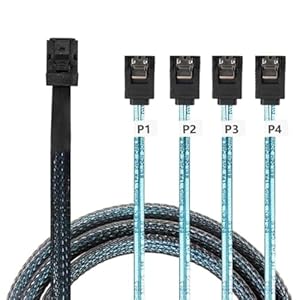 Nicear Festplattenkabel Mini-SAS SFF-8643 Host zu 4 SATA 50 cm 7-polige Festplatten 6 Gbps Datenserverkabel