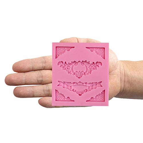 Musykrafties 6 Cavity Baroque Style Curlicues Scroll Lace Fondant Silicone Mould for Sugarcraft Cake Border Decoration - Image 3