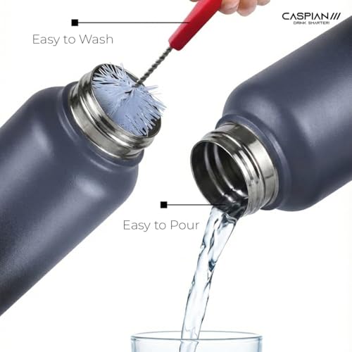 Image of CASPIAN / / / Astra ISI Certified Stainless Steel Water Bottle 1 ltr. (Graphite, 1 Litre) | Leak Proof Thunder for Fridge Home Office Travel School Kids Boys Girls Adults Sports Gym Yoga Gift| BPA Free