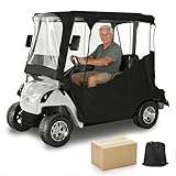 MASHELLY 2-Person Golf Cart Rain Enclosure for EZGO TXT/RXV | All-Weather Waterproof Driving Cover with 600D Fabric & 4-Side Clear PVC Windows | Windproof & Full Protection