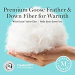 Martha Stewart Goose Feather Coton de fibre descendante Comforter Queen Size, Penather Duvet Insert Queen, Hotel Collection Hypoallergenic Comforter 58oz Toute la saison Moyenne chaleur 90 x 90 Blanc de pouce