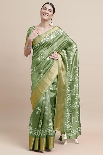 Image of MIRCHI FASHION Women Saree Cotton Silk Batik Block Printed | Breathable Office Wear and Regular Use Sari with Blouse Piece