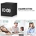 WulaWindy Digital Alarm Clock Wooden LED Light Multifunctional Modern Cube Displays Date Temperature for Home Office Travel-Black (Black)