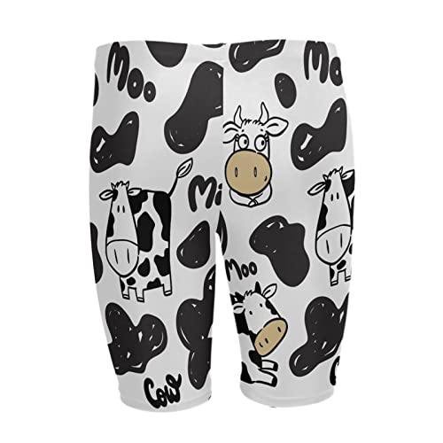 Mens Swim Jammers Cow Funny Black and White Quick Dry Athletic Swimsuit2