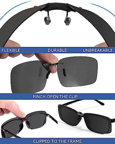SODQW Black Polarized Clip On Sunglasses Over Prescription Glasses for Men Women, Fit Over Eyeglasses Trendy Shades4