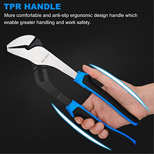 Helakls 3 Piece 8" 10" 12-Inch Adjustable Water Pump Pliers Tongue-And-Groove Straight Jaw Slip Joint Pliers With Comfort Grips Household Repair Pipe Fittings Maintain Tool Set #TOP4