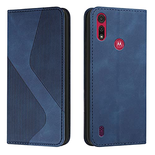 Mo-Somnus Compatible with Motorola Moto E6i/Moto E6s 2020 Case, Shockproof Wallet Case PU Leather with Card Holder Magnetic Protect Flip Cover for Motorola Moto E6i/Moto E6s 2020 Phone Cases (Blue)