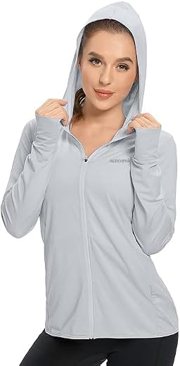 Alexvyan Size-L Full Length Women's UV &amp; Sun Protection Jacket with 4 Pocket, Light weight Summer Screen Hoodie, UPF 50+ P...