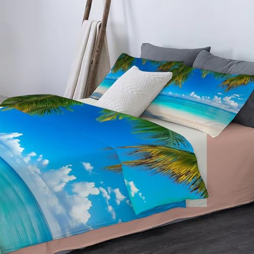 Housse de couette 240x260 palmiers imprimés 3D pour lit King Size - 6