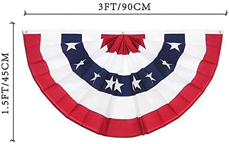 Miniatura 5 de CYee 2 Pieces 4th of July Bunting Flag American Pleated Fan Flag USA Flags Embroidered Stars Sewn Stripes Flag Banner for Independence Day Memorial