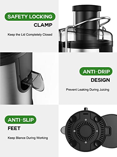 Juicer Machine, 500W Juicer With 3” Big Mouth For Whole Fruits And Veg, Centrifugal Juice Extractor With 3-Speed Setting, Easy To Clean, Stainless Steel, Bpa Free #TOP7