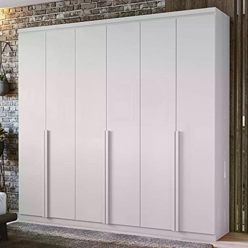 Guarda Roupa Casal 6 Portas 4 Gavetas Alonzo Móveis Lopas Branco