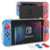 【Diseño de Concha】 Esta funda protectora portátil con un diseño de concha completamente cubierta y la cubierta frontal se puede desmontar, lo que lo hace más cómodo de jugar después del desmontaje, conveniente y ligero. Puede usarse para almacenar su Switch y dos tarjetas de juego cuando no esté jugando.