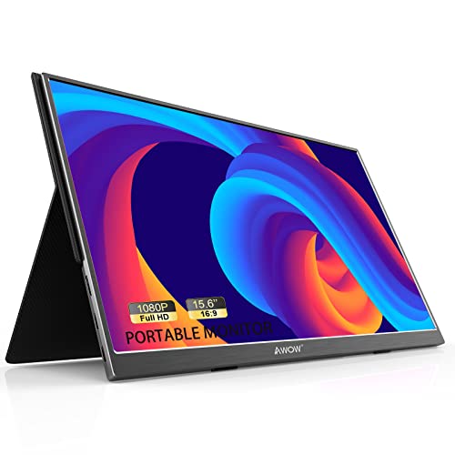Portable Monitor, 15,6 Zoll Tragbarer Monitor, Gaming Monitor IPS Bildschirm 1920 x 1080 Full HD 100% sRGB mit HDMI Typ-C Anschluß für PC, Handy, Raspberry Pi, Xbox, PS4 usw mit Schutzhülle Cover