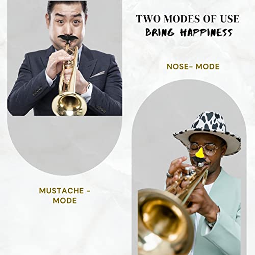 Clip On Mustache With Yellow Nose For Trumpet Mouthpiece Yamaha Trombone Euphonium Accessories French Horn Brass Tuba Silver Marching Baritone Cornet Gift Ideas For Musician Funny Musical Instrument… #TOP2
