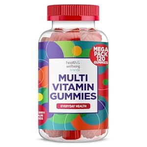 Multivitamin 120 Gummies (4 Months Supply) -Raspberry Flavour Adult Gummies with 11 Vital Vitamins & Minerals – High Strenght- Vitamin D, Zinc, Vitamin C + B – Health + Immune Support