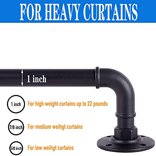 Wraparound 1 Inch Industrial Curtain Rods, Black Curtain Rods, Outdoor Farmhouse Curtain Rods, Nutshaped Curtain Rods, Antique Curtain Rods, Room Divider Curtain Rods, 28-48 Inches: Black (28''-48'') #TOP4