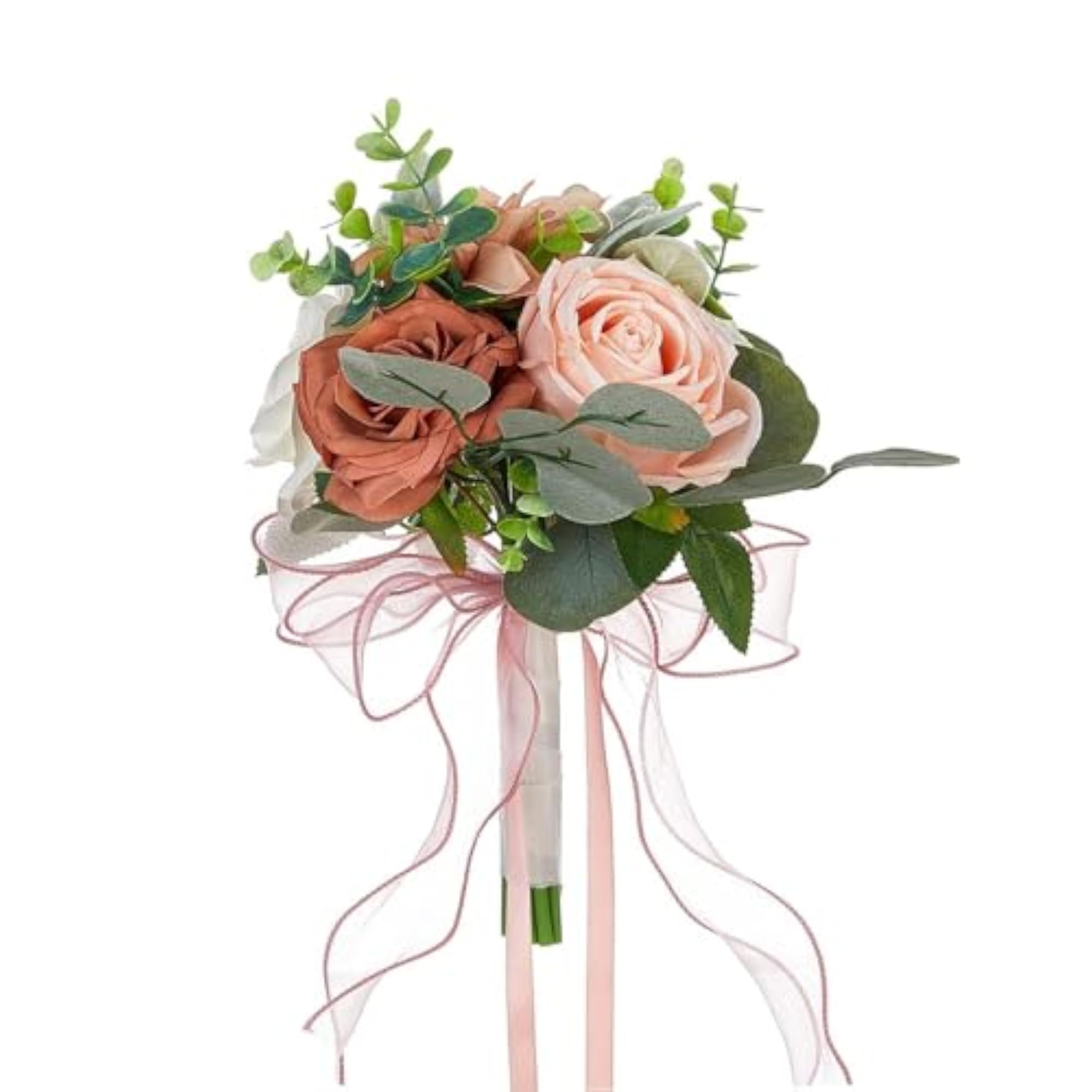 Simulated Eucalyptus Rose Wedding Bouquet for Decoration