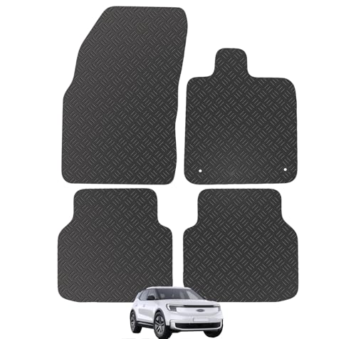 Image of Carsio Rubber Car Mats For Ford Explorer 2024+ Onwards Tailored Fit Floor Mat Set Complete Accessory Black Custom Fitted - All Weather & Heavy Duty, Anti-Slip Backing with Clips