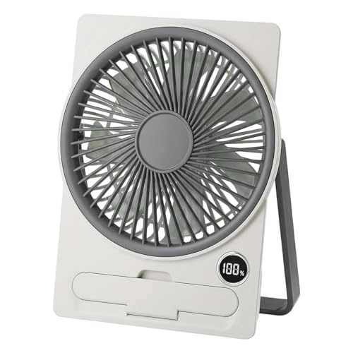 KOMEIYL Ventilateur Bureau, Ventilateur de Table, Ventilateur USB silencieux, Mini Ventilateur Silencieux 5 Vitesses, avec Affichage LED, Petit Ventilateur Portable pour Bureau, Maison (Blanc)