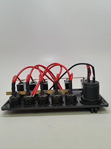 Pactrade Marine Black Switch Panel with USB Charger LED Indicator 7 X 3 3/4"