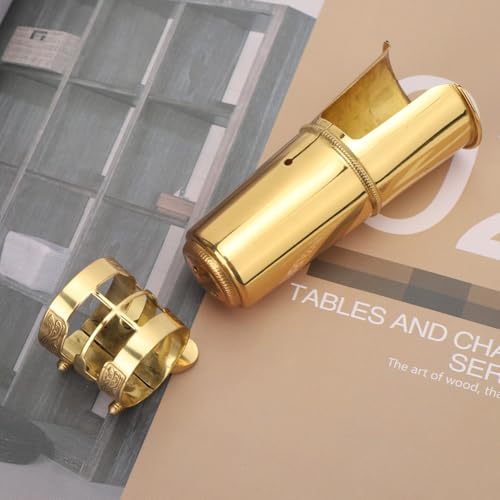 Chiffonade Tenor Saxophone Mouthpiece Cap & Clip Set - with Mouthpiece, Ligature Copper Replacement Parts for Saxophone Accessories,Metal