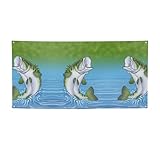 Pancarta de fondo de pesca saltando fuera del agua, pancartas de vacaciones, decoración de pancarta para graduación, evento de boda