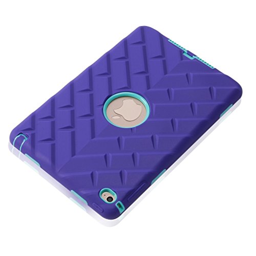 Ipad Mini 4 Case, Ipad A1538/A1550 Case, Hocase Rugged Shockproof Anti-Slip Hybrid Hard Shell+Silicone Rubber Bumper Protective Case For Apple Ipad Mini 4Th Generation 2015 - Purple/Teal #TOP3