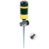Melnor 65404AMZ Turbo Rotary Sprinkler on Step Spike, 4-Pattern, QuickConnect Product Adapter, Green, Yellow