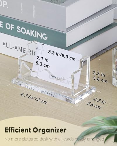 Uniclife Acryl-Visitenkartenhalter für den Schreibtisch, 1 Schlitz, transparent, horizontal, Visitenkartenständer für Männer und Frauen, Desktop-Namenskarten-Organizer, Kartenständer für Büro