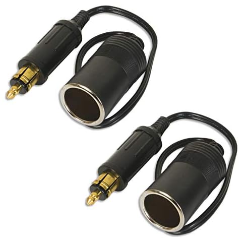 Carviya 2Pcs European Male Din Plug Cigarette Lighter Adapter Socket 12V 24V - 15A (2 Pack) Cover
