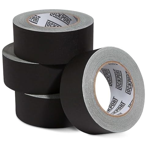 Lockport Black Gaffers Tape 2 inch - 4 Pack Black Gaff Tape -30 Yards x 2 in - No Residue, Water Resistant, Non-Reflective, Easy Tear - Multipurpose - Black Gaffer Tape Cover