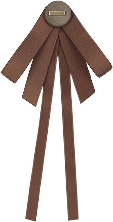 French retro Ribbon Bow Tie Brooch Pins for Women Brown Plaid Uniform Pre-Tied Bowknot Corsage Party Ceremony