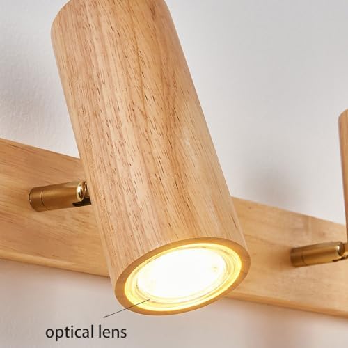 Adjustable Wood Track Lighting - Modern 3-Head LED Wall Sconce for Bathroom, Bedroom, Living Room & Hallway - Rotatable 21W/28W Long Rectangle Ceiling Lamp, 6000K Brightness